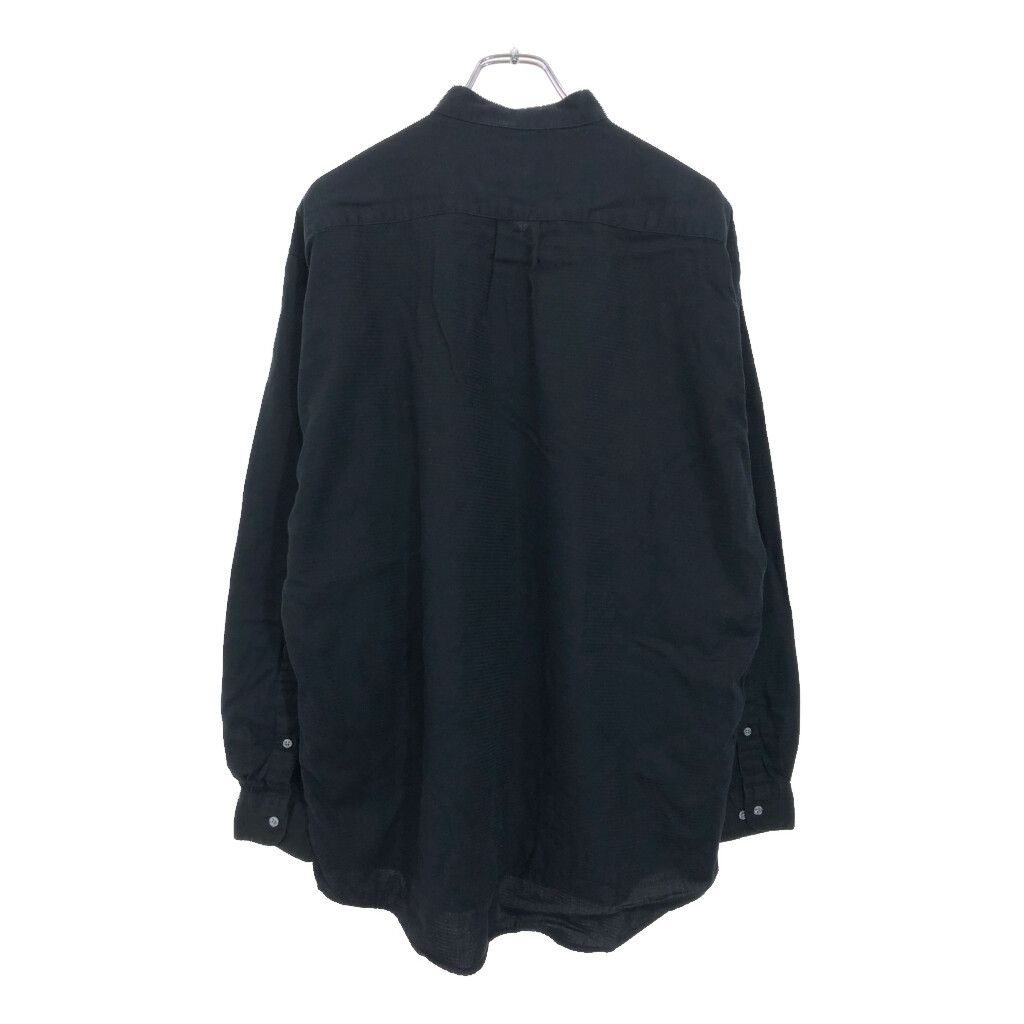 90s ペリーエリス レーヨン 長袖シャツ チャコールグレー無地 USA製 L 90年代 PERRY ELLIS ペリー エリス ノーカラー 長袖シャツ