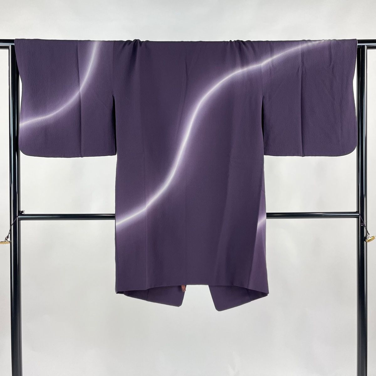 道行 身丈95.5cm 裄丈66cm M 三本賢 和装コート 都衿 幾何学模様 ぼかし 濃紫 正絹
