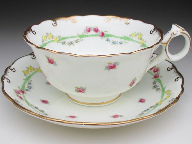 コウルドン 金彩花綱文 カップ＆ソーサー アンティーク 1905年 （ｄ）