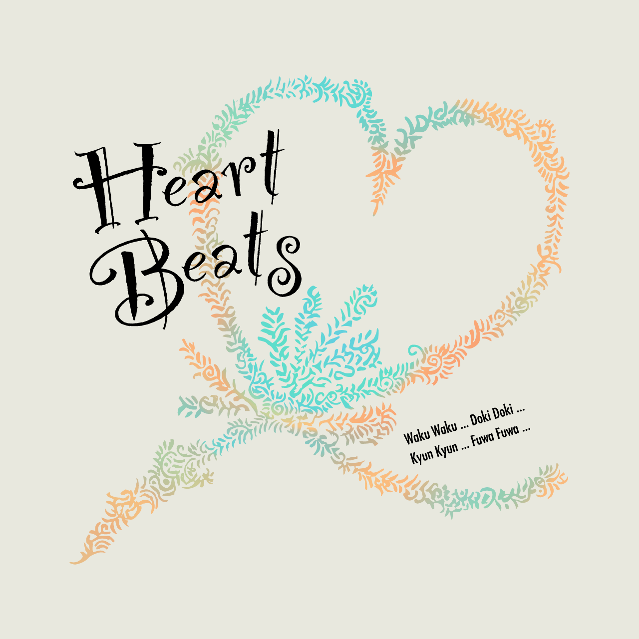 グラフィックTシャツ　Heart Beats Color