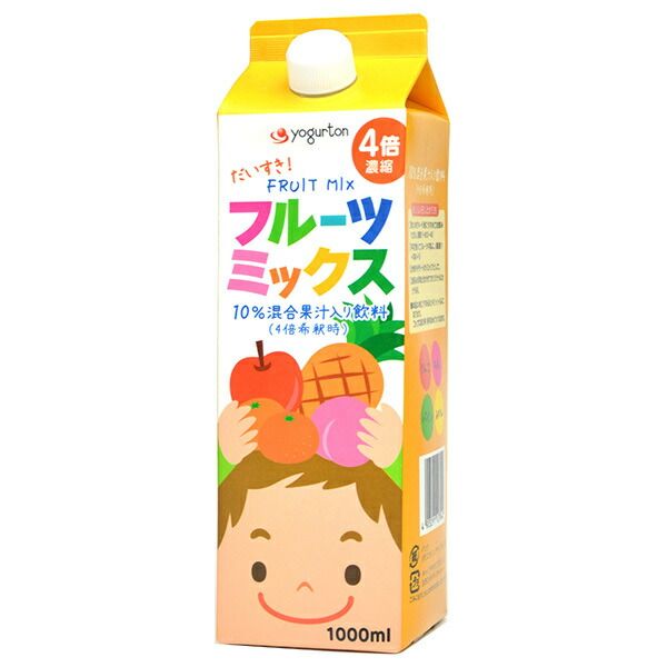 ヨーグルトン乳業 フルーツミックス 4倍濃縮 1000ml紙パック×8本入× 2ケース ｜ ミックスジュース 希釈