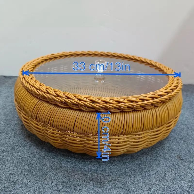 ラタン 籐 籠 蓋付 フタ 脚付 W48.5cm D35cm H41cm（ラタン蓋