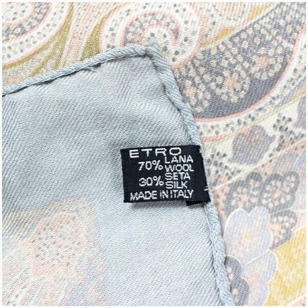 エトロ ボタニカル柄 ウールシルク 大判ストール ベージュ系マルチカラー 専用✨エトロ ボタニカル柄 ウールシルク 大判ストール ベージュ