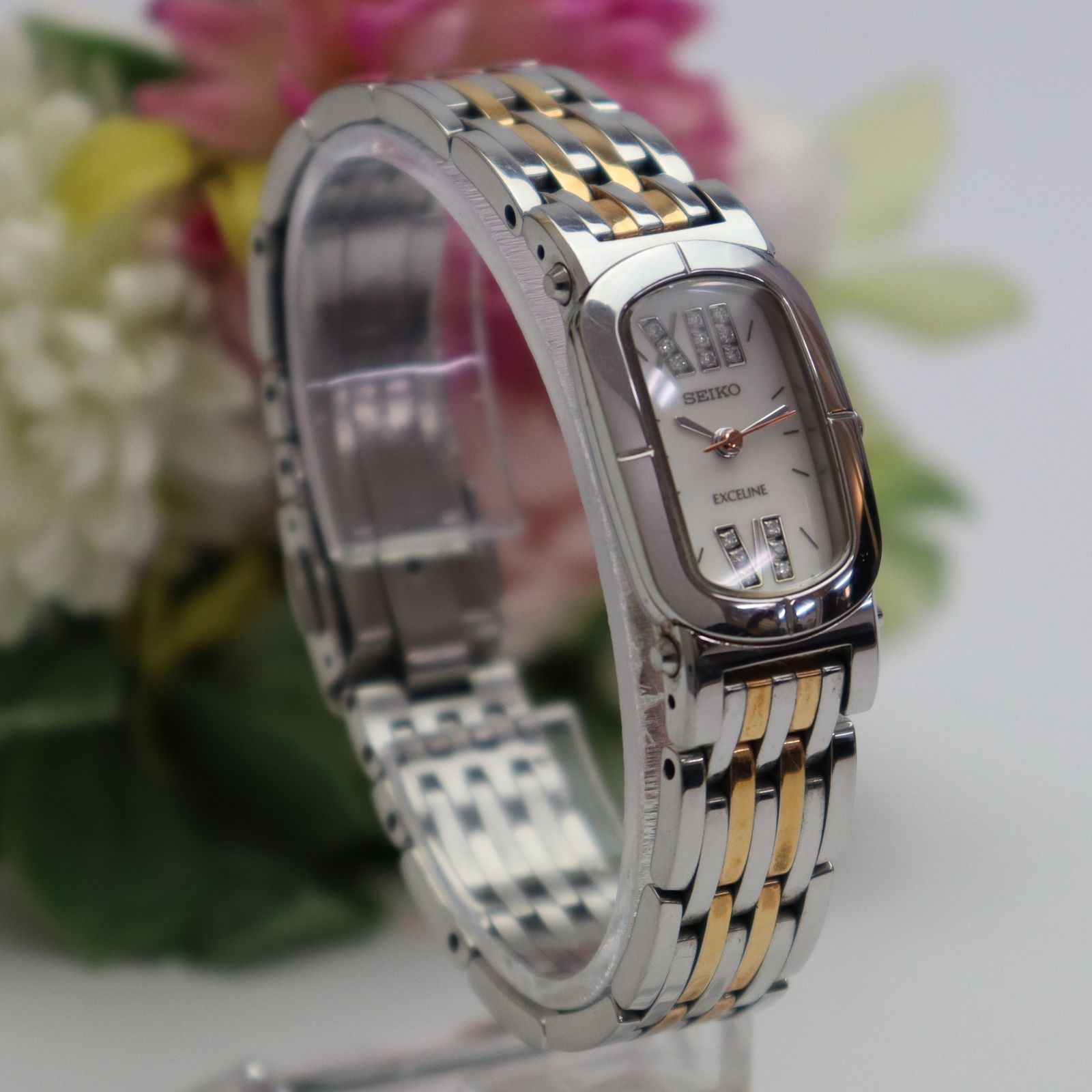 SEIKO エクセリーヌ セイコー 6Pダイヤ ピンク シェル レディース