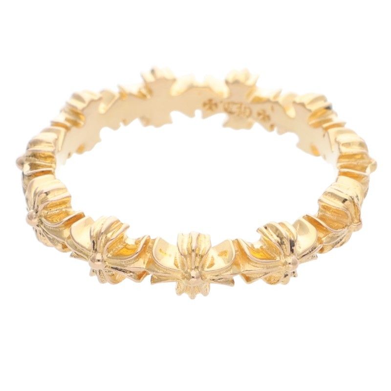 クロムハーツ 22K TINY E CH PLS BAND ゴールドリング メンズ 9号