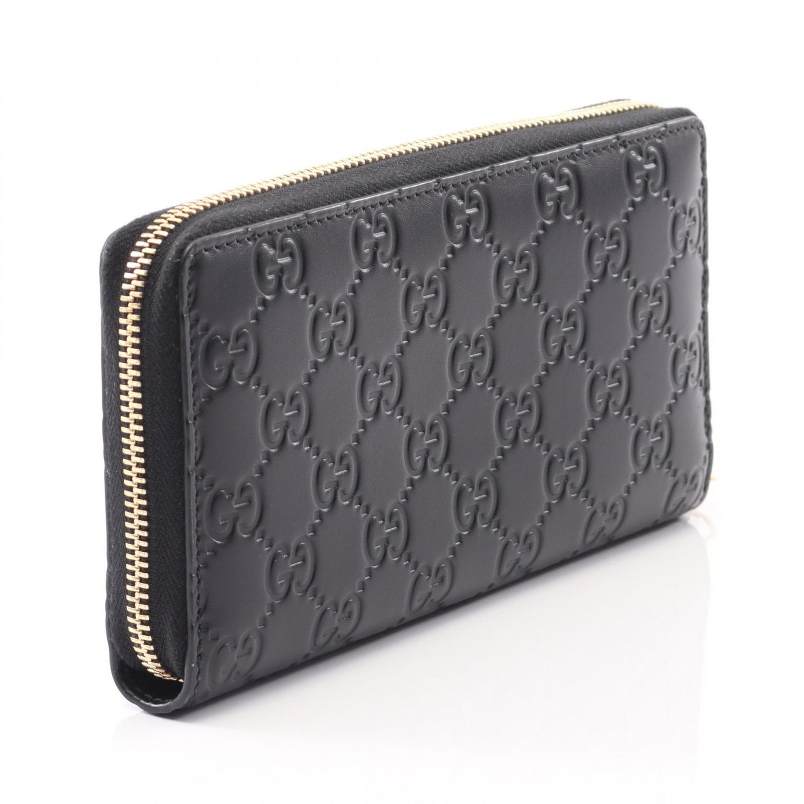 グッチ GUCCI ラウンド長財布 グッチシマ 779786 ブラック レザー グッチシマ ラウンド長財布 レディース Used A