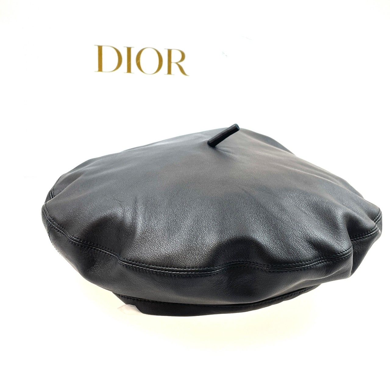 未使用 DIOR ディオール レザーベレー帽 ハンチング 帽子