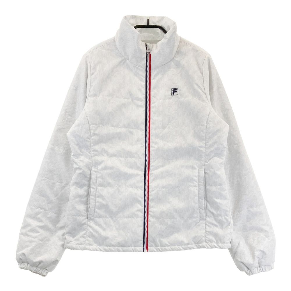 サイズ：M FILA GOLF フィラゴルフ 中綿ジャケット 総柄 ホワイト系