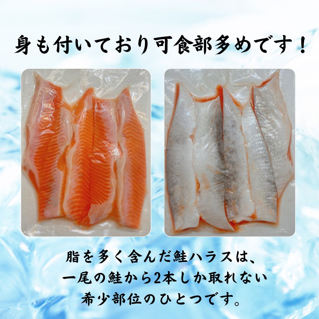 鮭ハラス　銀鮭ハラス1kg　脂のり最高　特大　メルカリ　無添加　養殖　骨無し　鯛カマ・はまちカマどちらか1kgプレゼント付き