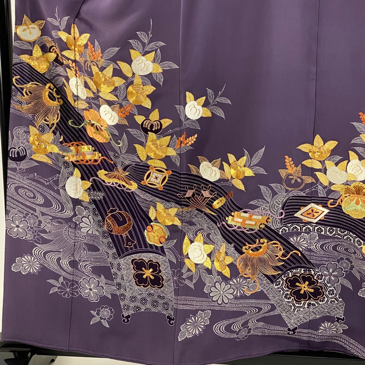 刺繍色留袖［単衣］【裄 約67cm　身丈163cm】　正絹未使用 楽天市場】色留袖 未使用の通販