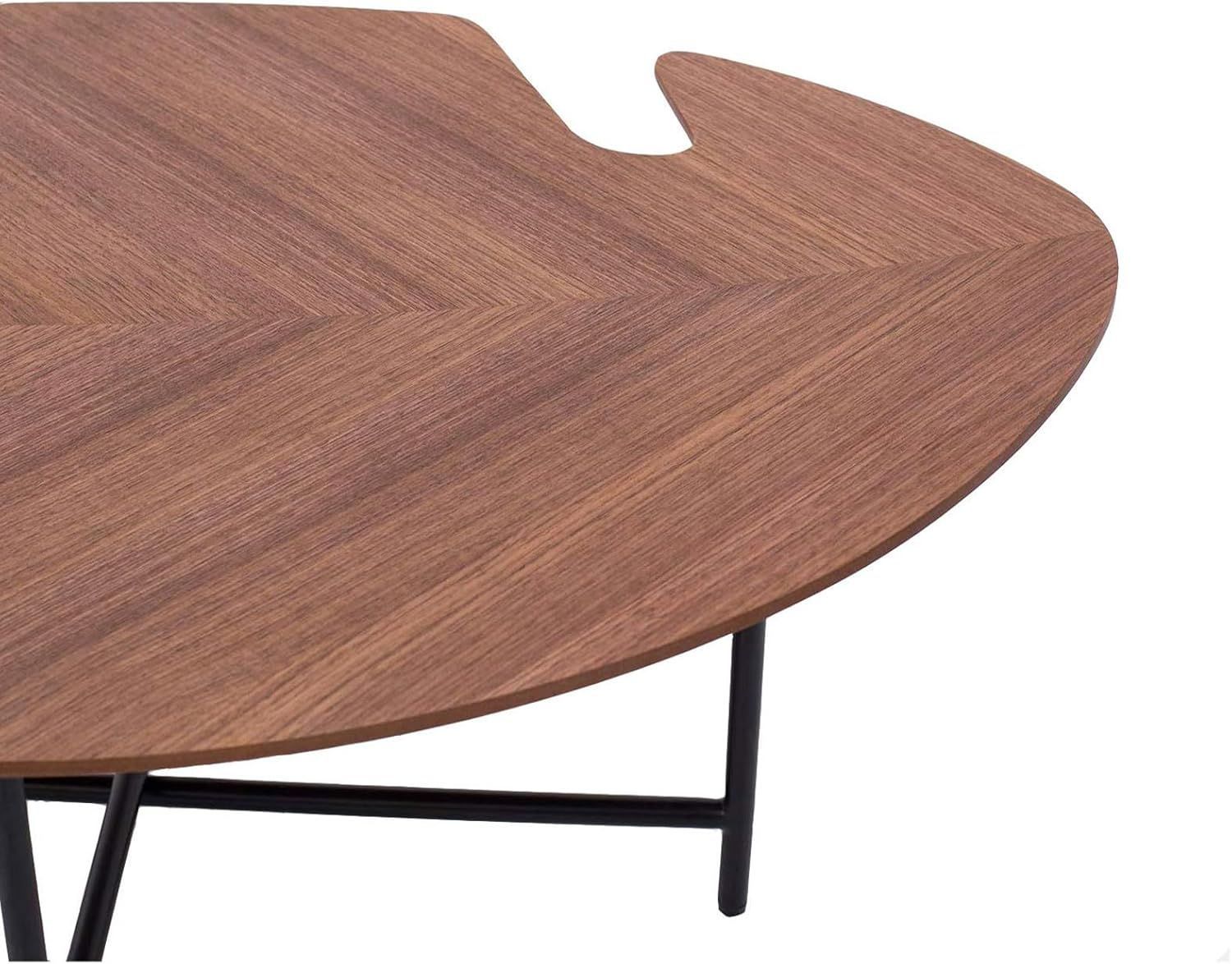 箱付 サイドテーブル コーヒーテーブル リーフ型 テーブル ローテーブル 座卓 木製 ウォールナット材 完成品 北欧木の葉型 寸法 120.0cm X 60.0cm X 35.0cm