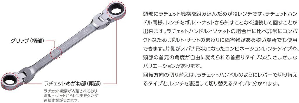 京都機械工具(KTC) ショートラチェットコンビネーションレンチセット (首振りタイプ) 6本組 TMSR2S06 ::60419  (株)-ハシモト-shop メルカリ