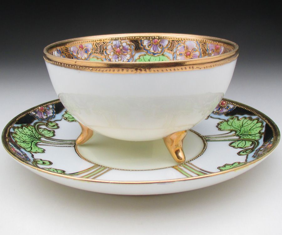 オールドノリタケ 金彩ジュール花文 カップ＆ソーサー (b