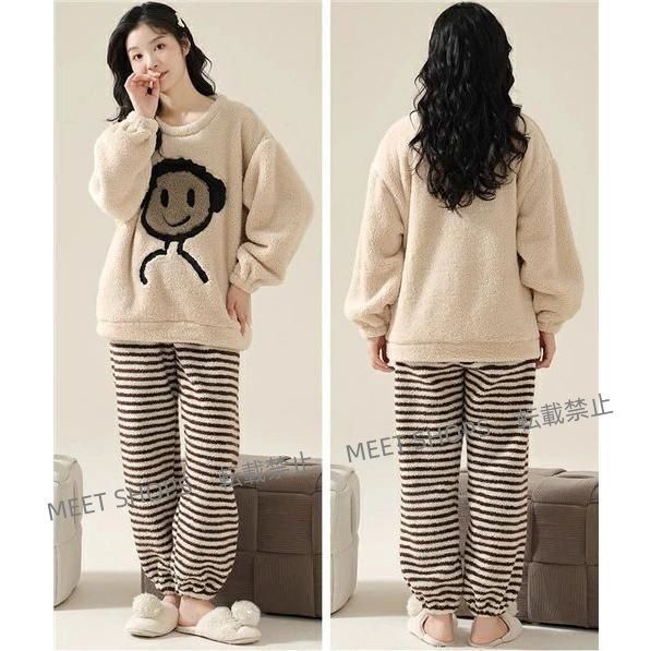 ペアパジャマ 冬 モコモコ 男女2着 セット カップル ペア ルームウェア 長袖 パジャマ 夫婦 もこもこ メンズ 秋 結婚祝い プレゼン ddhc 73