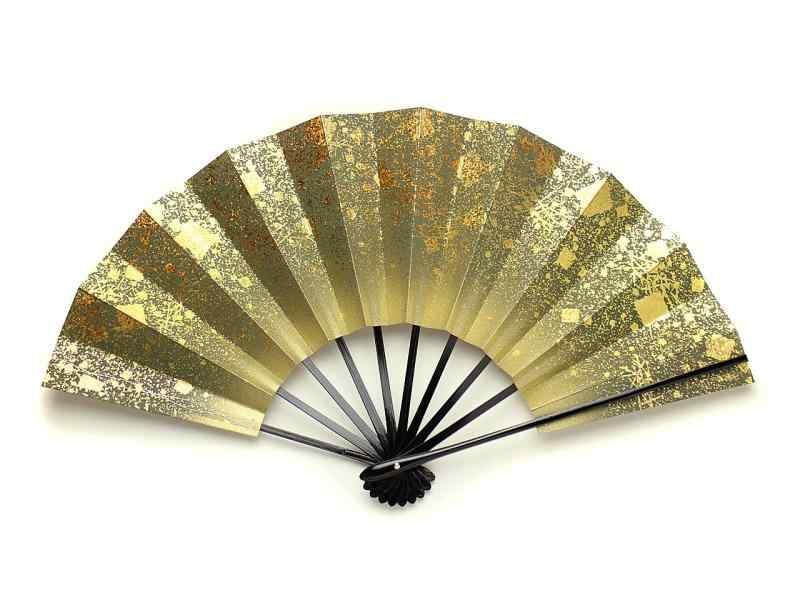 京扇子 舞扇 幻想 金 9寸5分 京都 黒塗骨 両面 踊り用 日本舞踊 舞扇子 箱入
