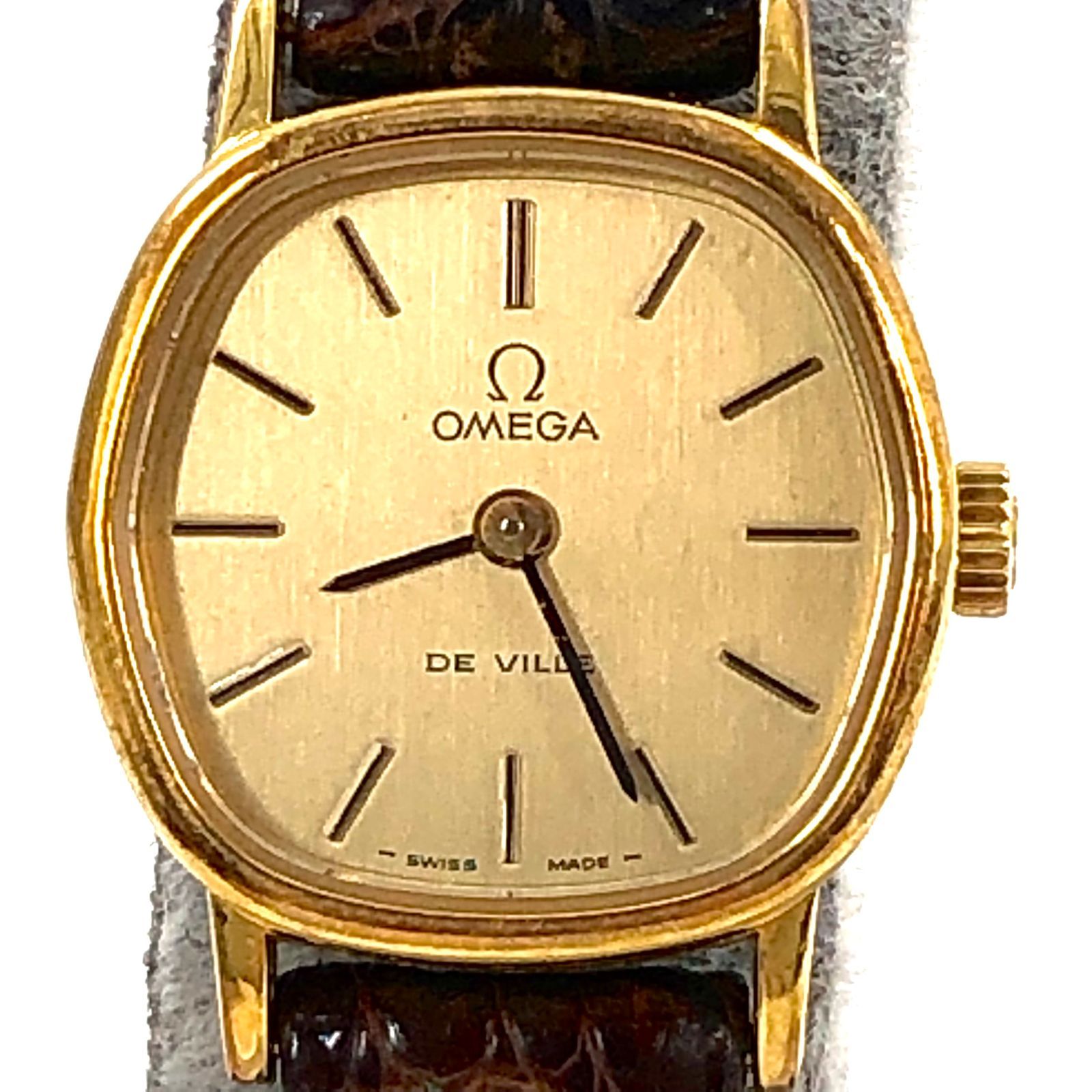 OMEGA オメガ DeVille デヴィル レディース ゴールド文字盤 革