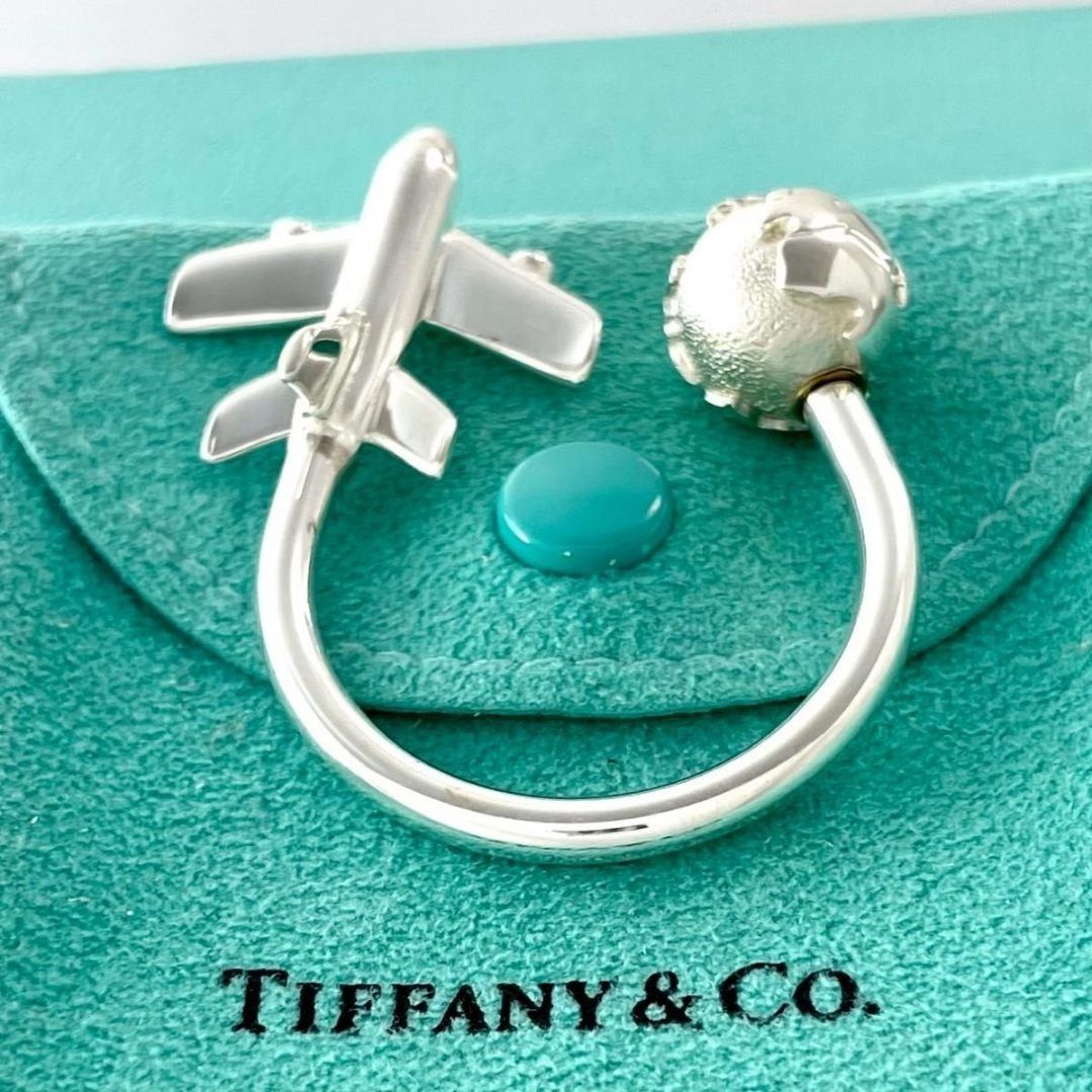 ティファニー 希少 飛行機 地球儀 キーリング キーホルダー 925 TH2fe