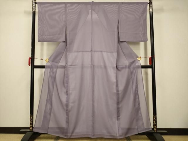 平和屋着物 夏物 色無地 縦絽 浅紫色 洗える着物 AABB8845sx