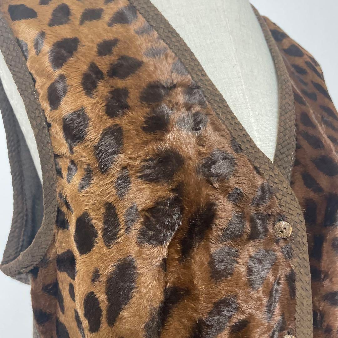 未使用　伊太利屋GKITALIYA ベストジャケット　茶×レオパード柄　おしゃれ ITALIYA 伊太利屋 GK レオパード柄 ベスト 7A2 - メルカリ