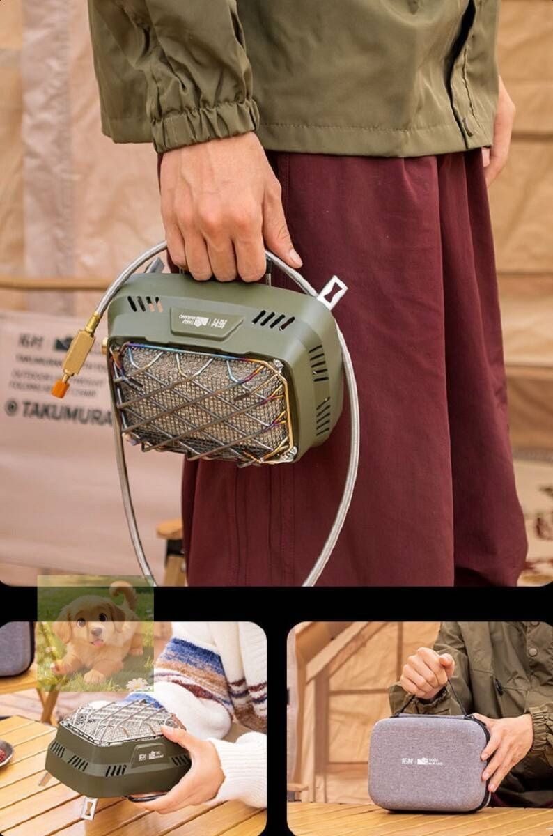 キャンプ用 多機能暖炉 ストーブ バーナー ヒーター 990g 17.8×13.5×8.5cm 3500w ODとCB缶 アウトドア 野外 登山 収納付き