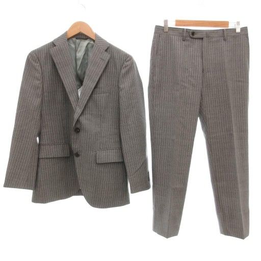 ザ スーツカンパニー THE SUIT COMPANY セットアップ スーツ ジャケット 背抜き シングル パンツ ストライプ グレー 春夏 AE