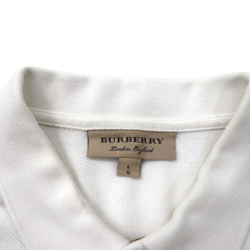 BURBERRY 現行タグ ポロシャツ L ホワイト コットン 鹿の子 ワン
