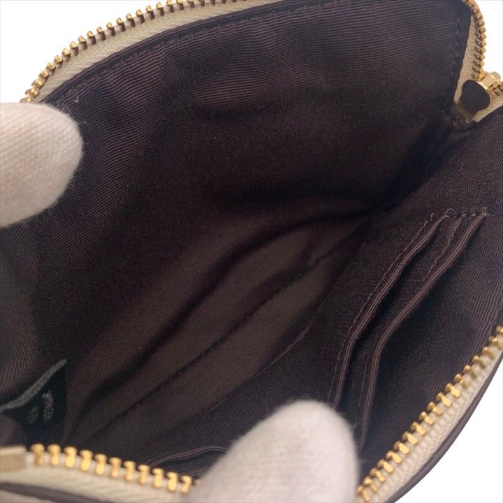 美品 COACH コーチ レザー ポーチ ストラップ付 ホワイト レディース  