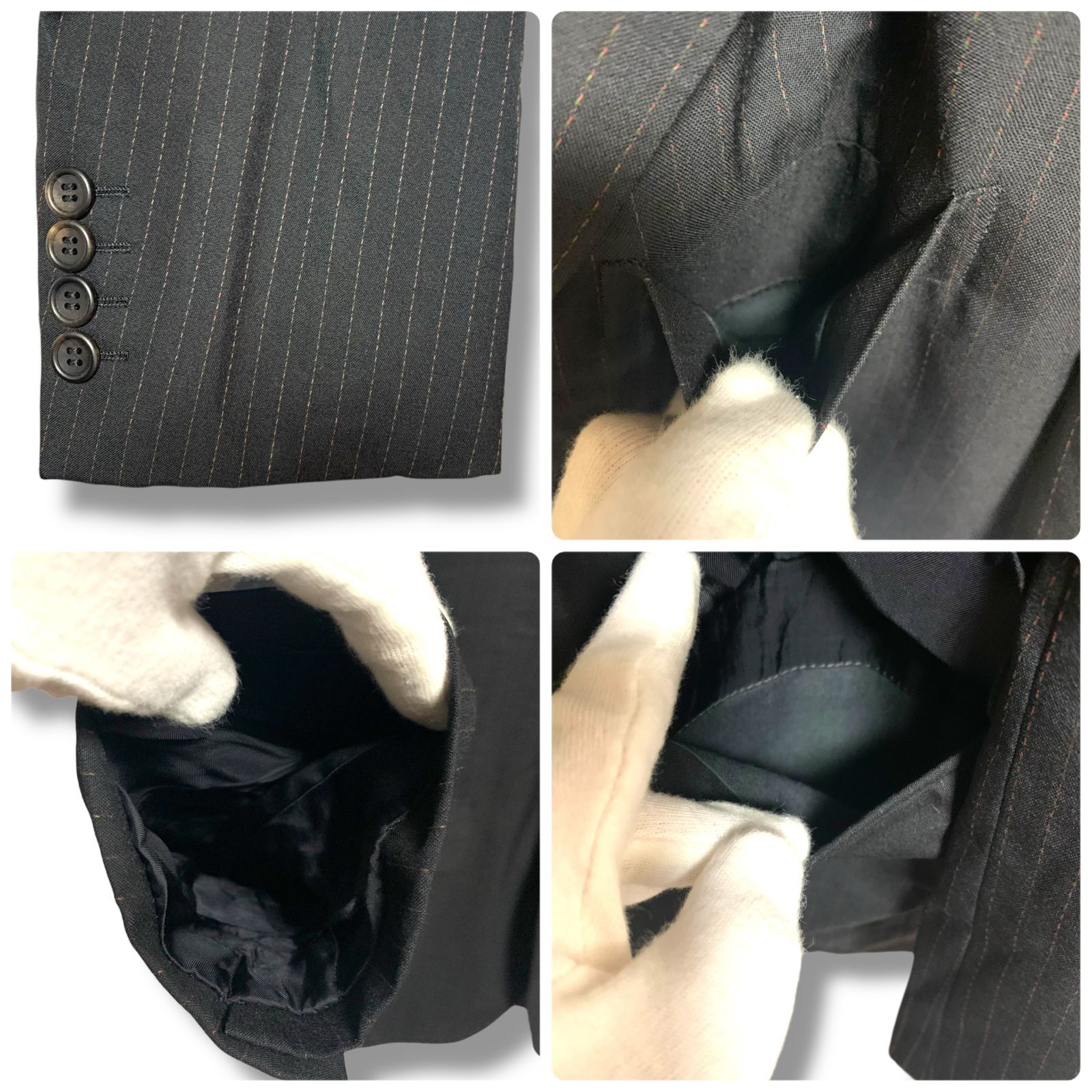 Paul Smith COLLECTION ポールスミス ブラック ピンストライプ テーラードジャケット ウール サイズ94 Lサイズ相当 メンズ ビジネス フォーマル 上質 SC-P1-60355 001105H KANDAIZUMI_COM