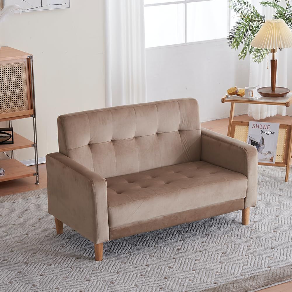 人気商品】肘付き 天然木脚 2人掛け 幅約110cm 簡単組み立て 2WAY