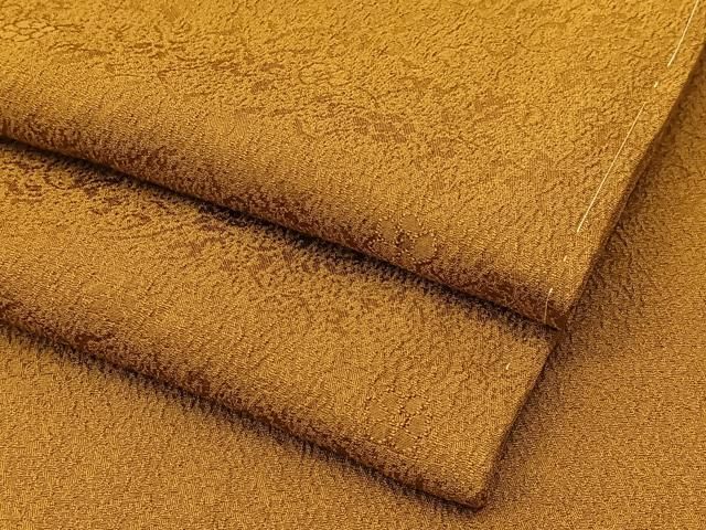 平和屋着物○上質な色無地 花唐草地紋 山吹茶色 正絹 逸品 未使用