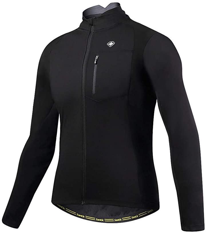 Santic(サンティック) メンズ サイクルジャケット 長袖 サイクルジャージ サイクルウェア 自転車ウェア 防風防寒 秋冬用(ブラック，  M)