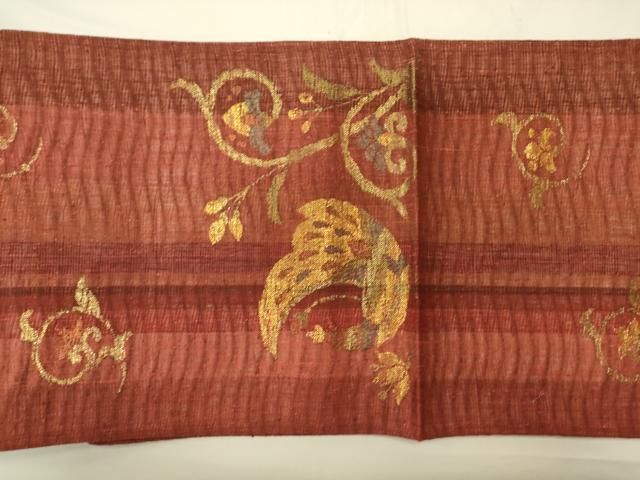 平和屋着物○六通柄袋帯 もじり織 吉祥文 黒地 金糸 正絹 逸品