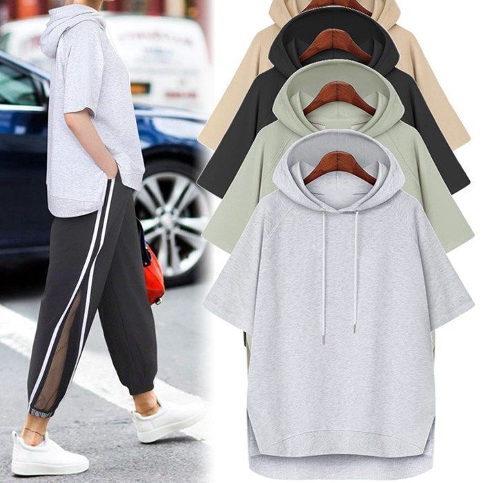 パーカー トップス レディース 夏 tシャツ 五分袖 フード付き