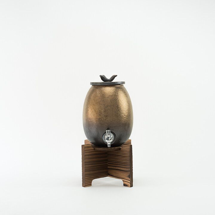 焼酎サーバー 工場 金彩釉 2.2L 信楽焼 日本製 陶器 サーバー お酒