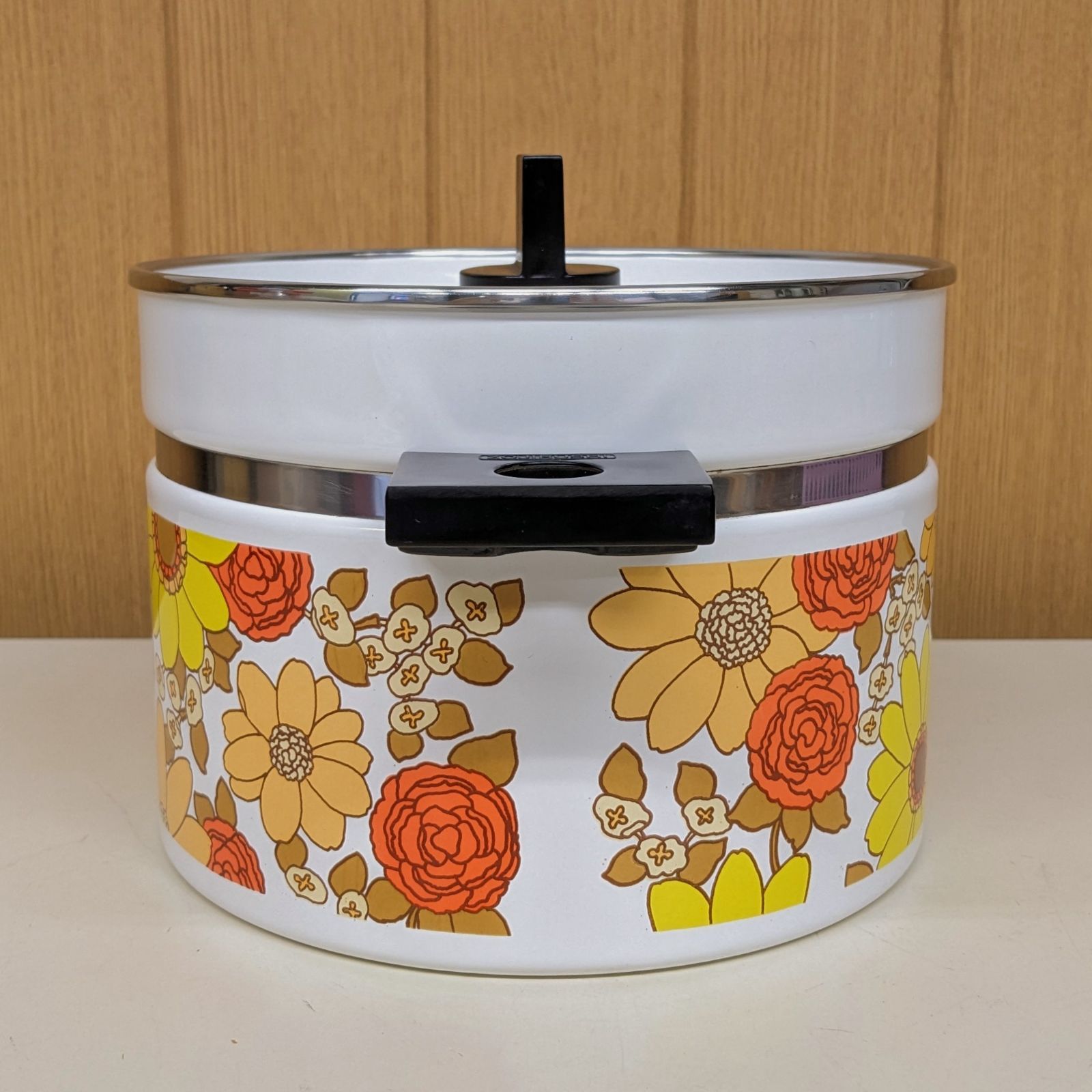 デッドストック】昭和レトロ ZOJIRUSHI/象印 ホーロー両手鍋 20㎝ 北欧