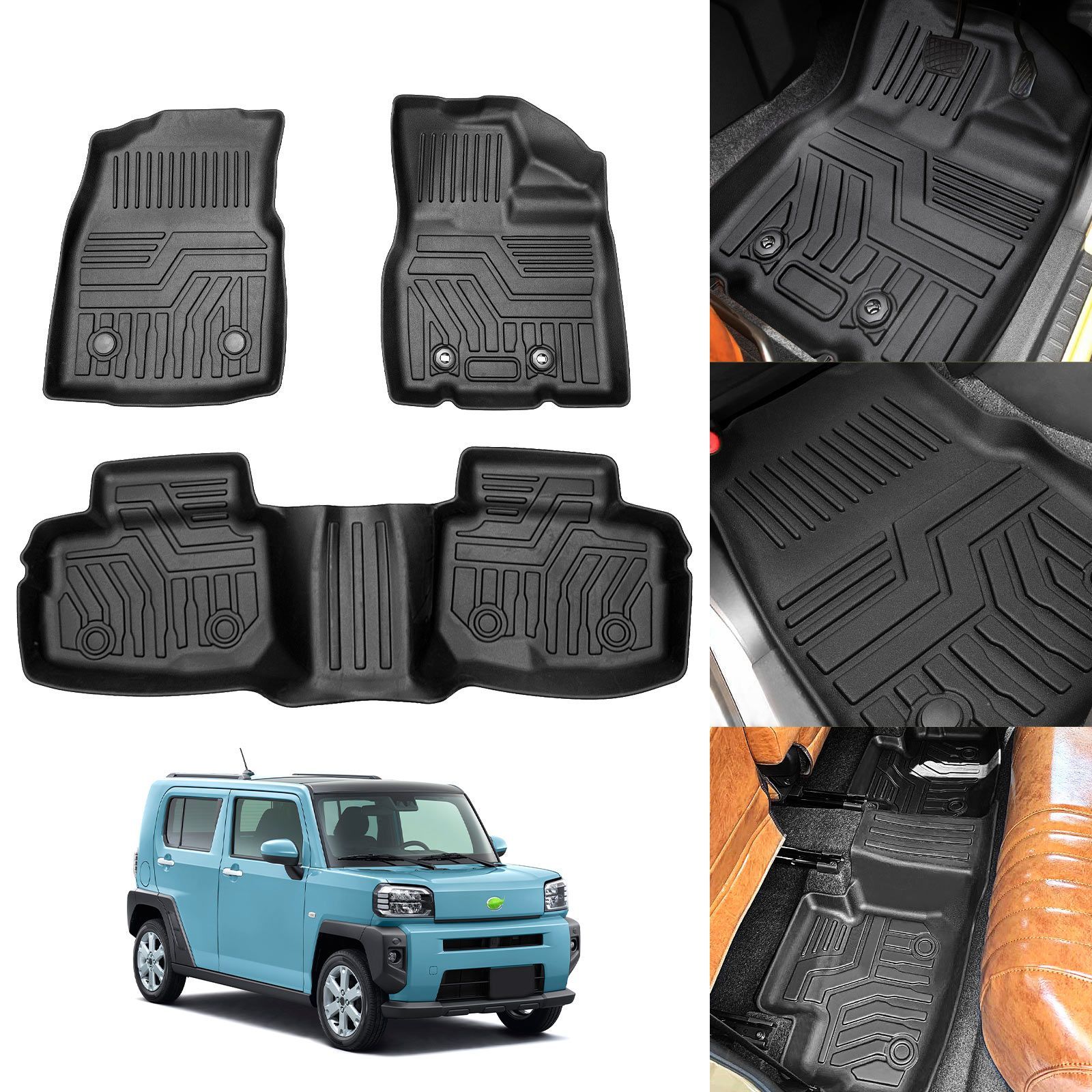 ダイハツ タフト LA900S LA910S型 フロアマット FF|2WD 立体カーマット セカンドマット 車用 3Dフロアマット 立体構造 車種 設計 防水 滑り防止 耐汚れ TPE素材 取付簡単 カー用品 3PCSセット