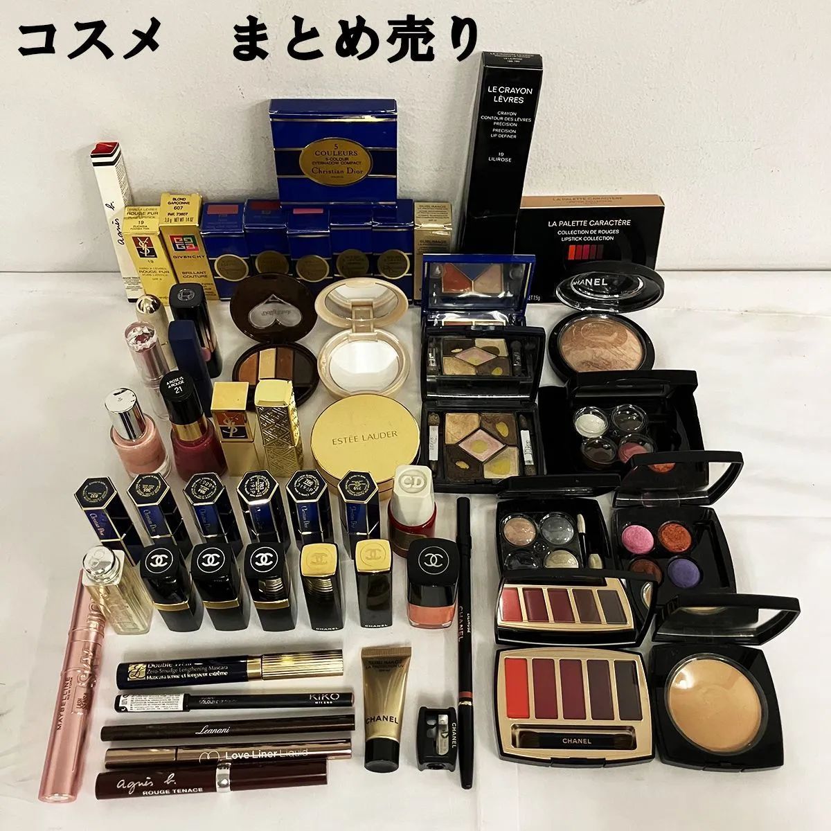 まとめ売り　ブランド　コスメ　42点セット　化粧品　口紅　リップ　アイシャドウ　アイライナー　ファンデーション　ネイル　シャネル　クリスチャンディオール　エスティローダー　