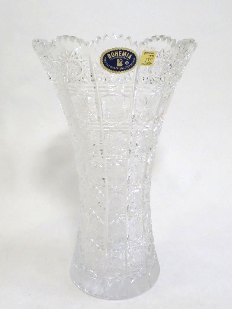 ボヘミアカリガラス、フラワーベース BOHEMIA ボヘミアグラス フラワーベース | アンティーク家具と喫茶