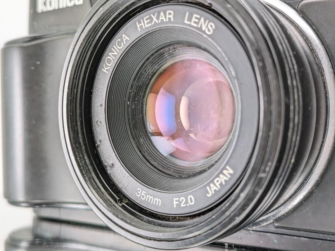  動作〇 KONICA フィルムカメラ HEXAR ブラック コンパクトカメラ(フィルム) フィルムカメラ