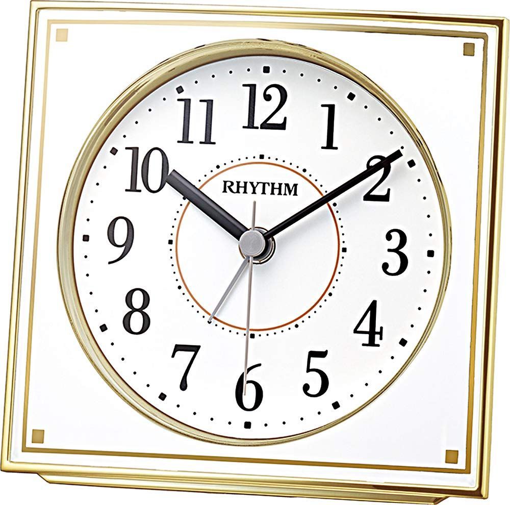 ゴールド リズム RHYTHM 目覚まし時計 電波時計 電子音 ライト インテリア 11 x 11.3 6.4 cm