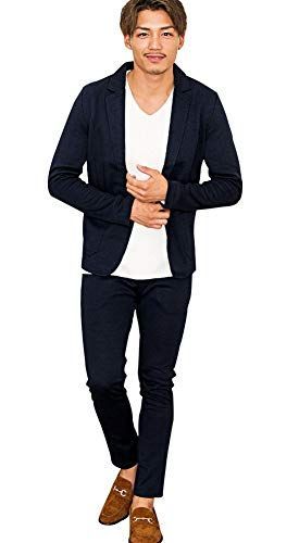 Size L_Color ブラック ビッチ VICCI メンズ ユニセックス セットアップ カットテーラードジャケット ロングパンツ ストレッチ 上下 無地 VIJP18-16-a 46 L BLK ブラック