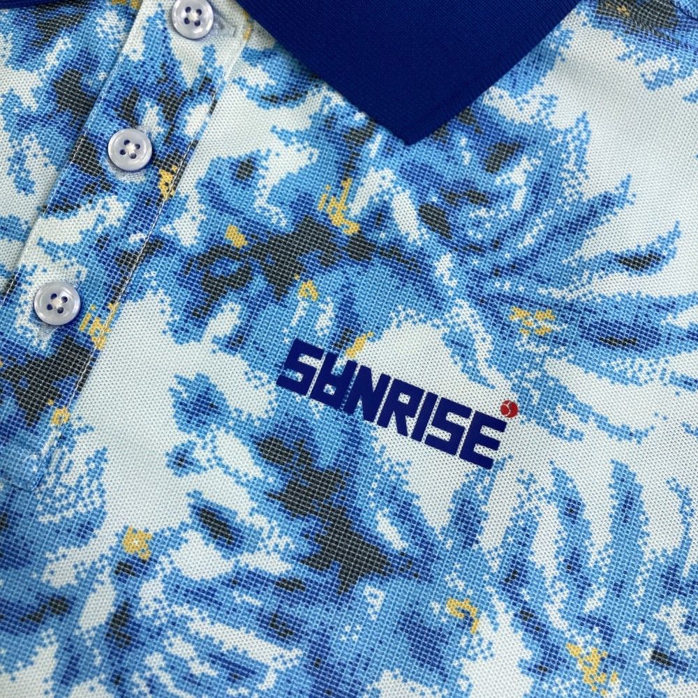 サイズ：XL SANRISE サンライズ  ポロシャツ 花柄 ブルー系 [240003001689] ゴルフウェア メンズ ストスト サイズ：XL SANRISE サンライズ ポロシャツ 花柄 ブルー系