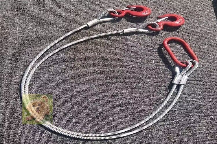 高品質 吊上げ 玉掛け ワイヤーロープ 4本吊り フック付き ワイヤースリング 土木 建築 ストア 使用荷重2t 長さ2m ステンレス製