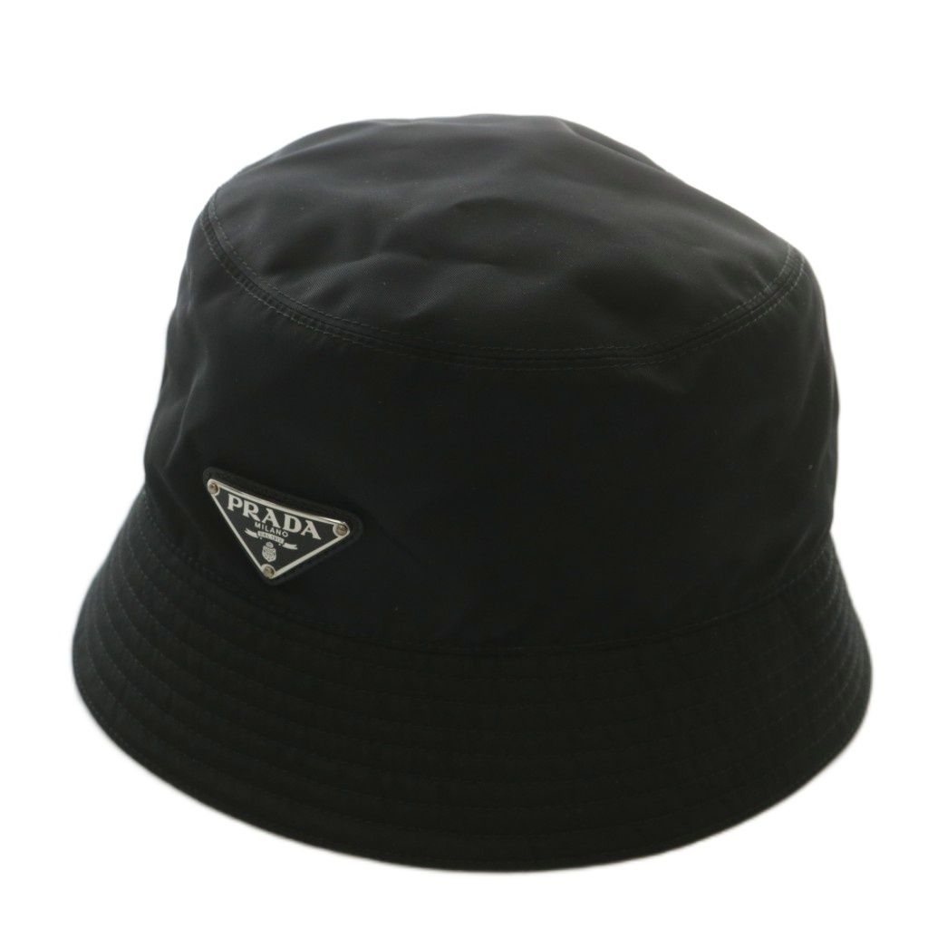 プラダ PRADA 帽子 バケットハット バケハ Re-Nylon リサイクルナイロン トライアングルロゴ S 黒 ブラック 1HC137 2DMI XZ OH GY11