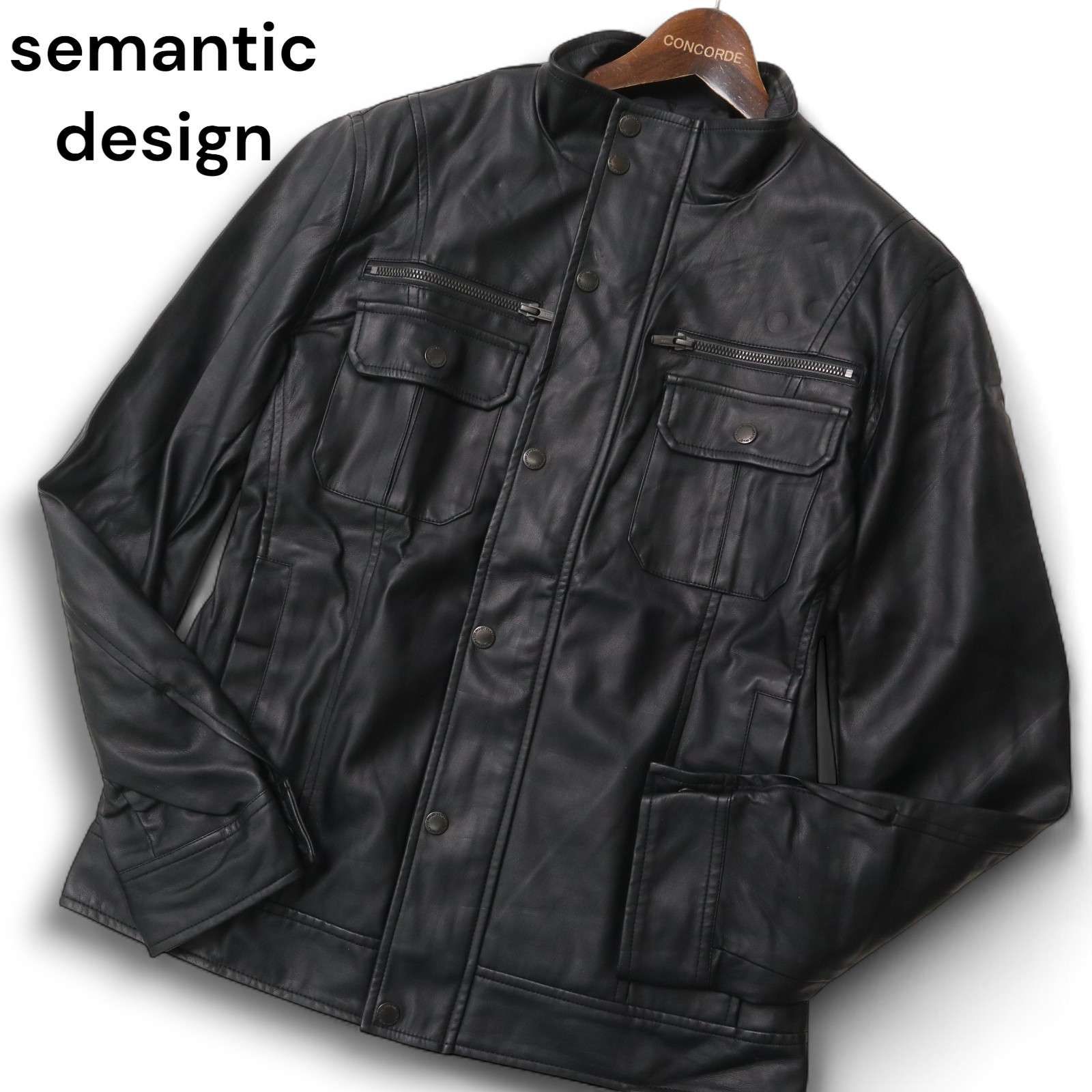semantic design ライダースジャケット S ブラック B4313 semantic