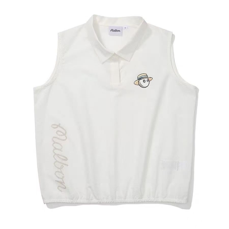 Malbon Golf マルボンゴルフ ベストノースリーブポロシャツレディース夏 malbon golf レディース ゴルフウェア 夏用 ポロカラー 練習用