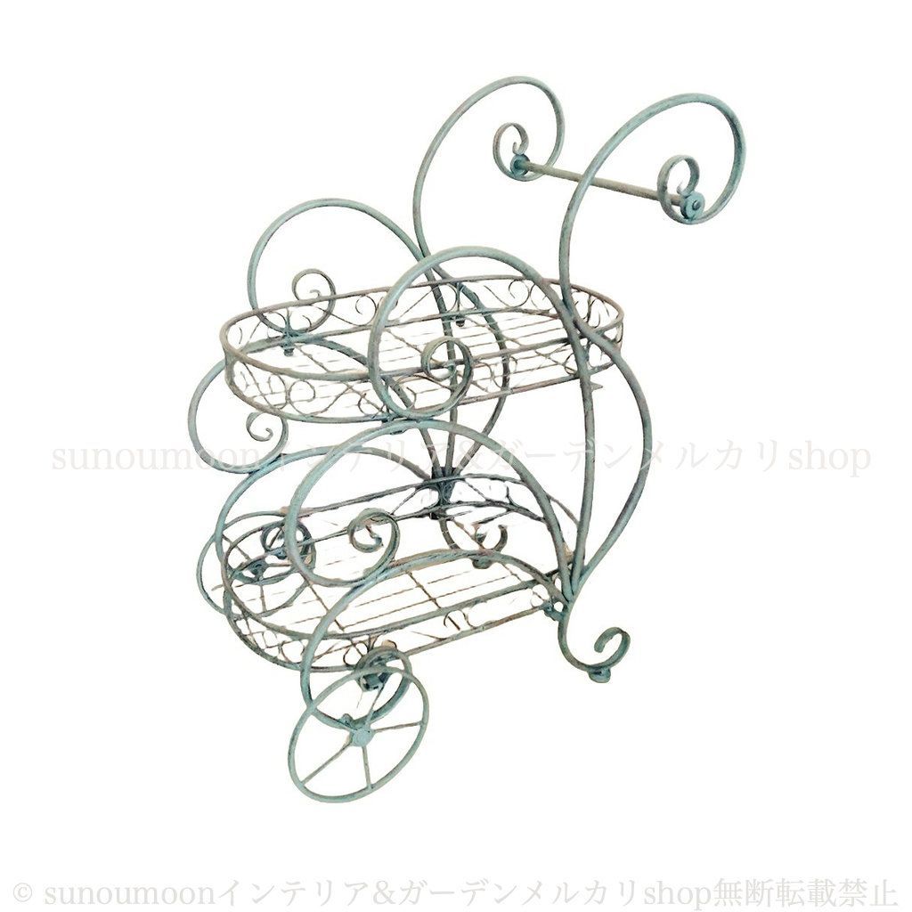 ヴィンテージ調 金属 プランタースタンド 可動式 ホワイト グリーン 白 緑 エレガント レトロ調 ガーデニング 雑貨 ガーデン雑貨 ガーデンインテリア ガーデン インテリア 庭の装飾 お洒落 おしゃれ 8-14 STEELWINDOWSANDDOORS_COM