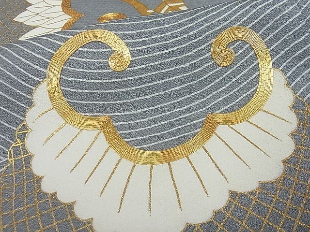 平和屋1■極上　人間国宝　五代　田畑喜八　訪問着　駒刺繍　宝尽くし　金彩　豆がら茶色地　松坂屋扱い　逸品　未使用3s20461 平和屋1□極上 人間国宝 五代 田畑喜八 訪問着 駒刺繍 宝尽くし 金彩