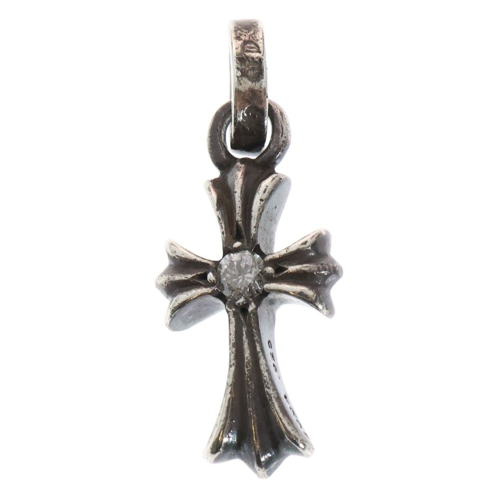 CHROME HEARTS クロムハーツ CRS BBYFAT DMND ベイビーファットクロス 片面アフター1ダイヤ ペンダントトップ シルバー