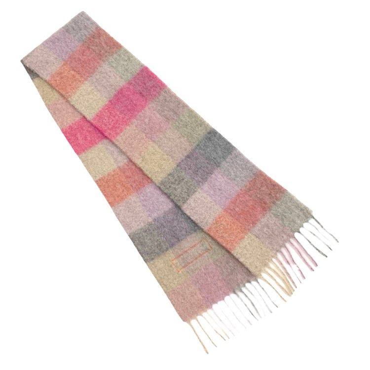 AcneStudiousマルチチェック柄スカーフフーシャ/ライラック/ピンク